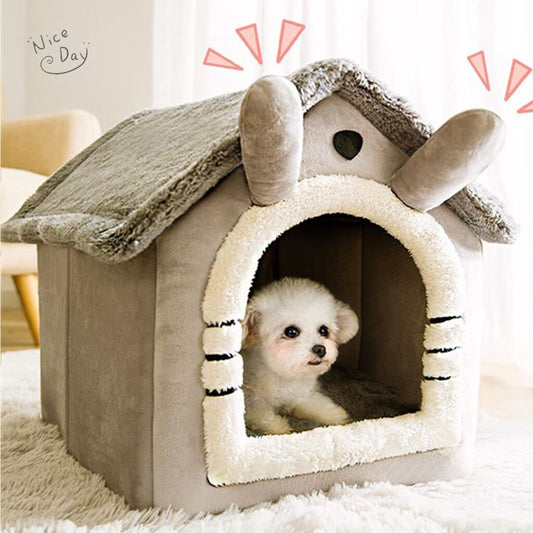 CozyNest™ Luxury Pet House Bed – Warm Plush Hideaway for Dogs & Cats