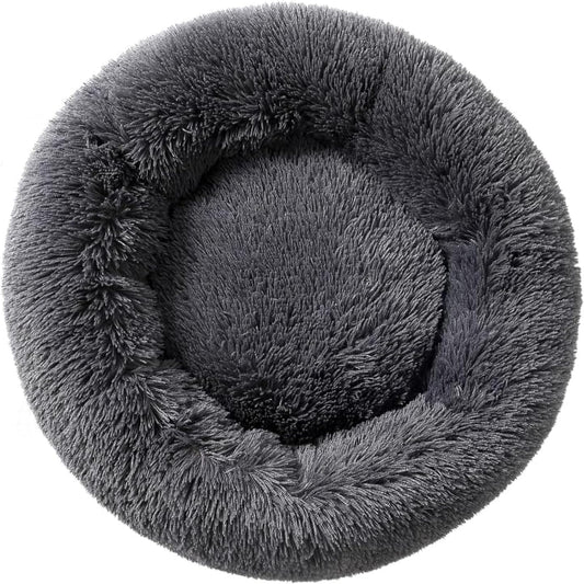Plush Donut Dog Bed Cat Bed Fluffy Calming Pet Bed Dog round Bed Cat round Bed Warm Kitten Nest Ideal for Small 3KG Pet