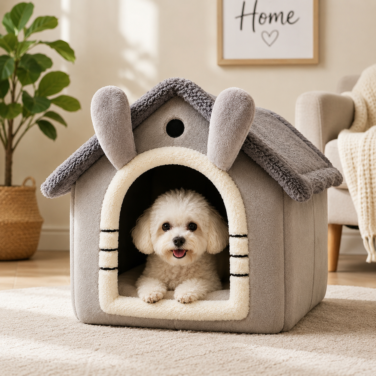 CozyNest™ Luxury Pet House Bed – Warm Plush Hideaway for Dogs & Cats