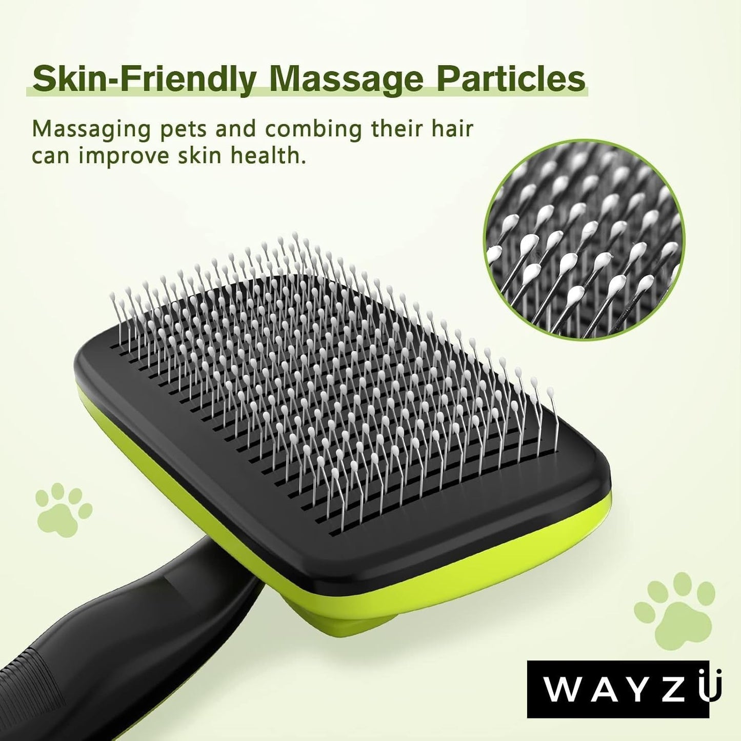 Self Cleaning Slicker Brush for Cat and Dog,Anti Slip Handle,Pet Hair Remover Brush for Shedding & Grooming,Smooth Handle, One Click Cleaning Button,Cat/Dog Message Bristles