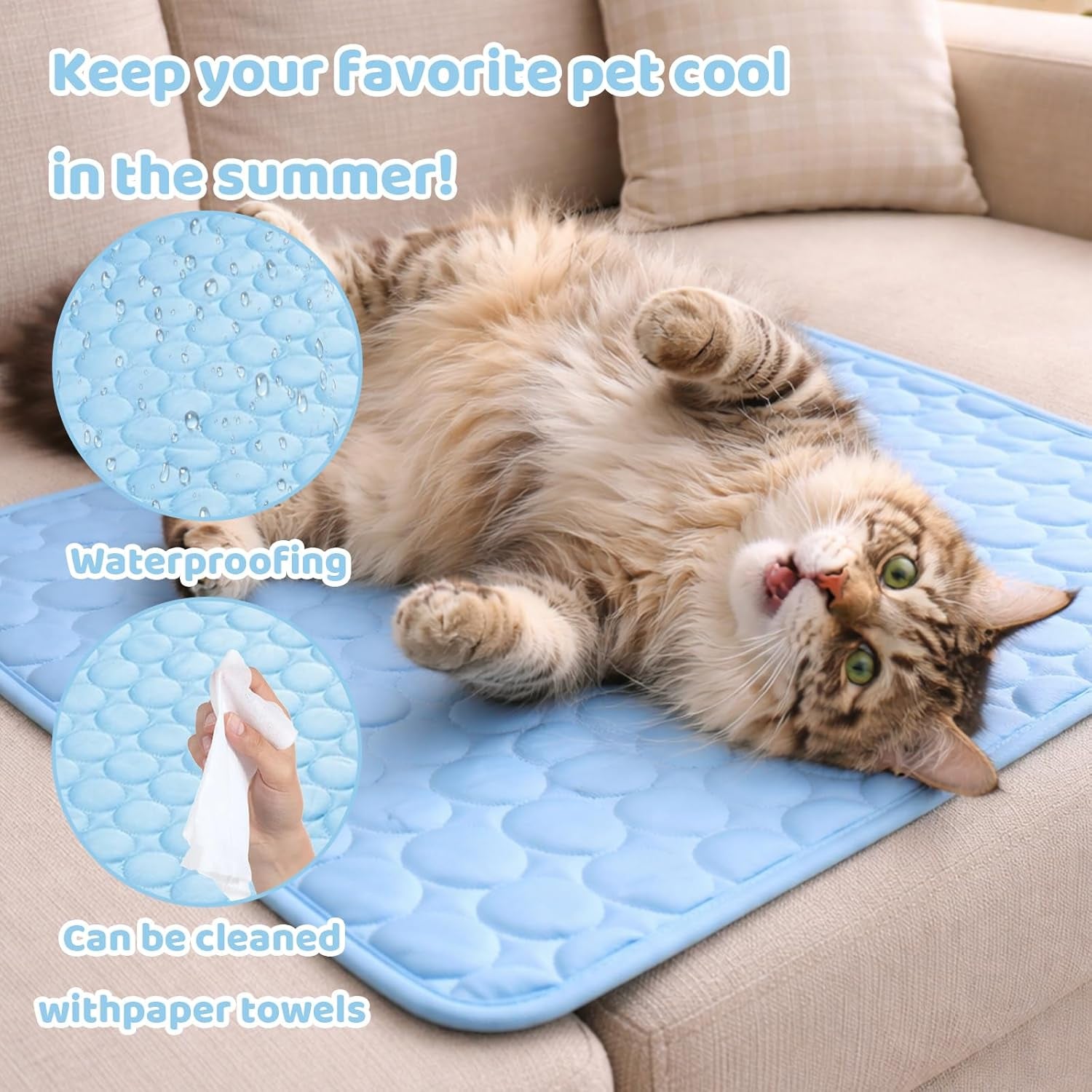 Dog Cooling Mat, Cooling Mat for Dogs, 70X55 Cm Cooling Pad, Large Pet Cooling Mat for Hot Weather, Portable Cool Mat for Home and Travel Use to Dogs and Cats