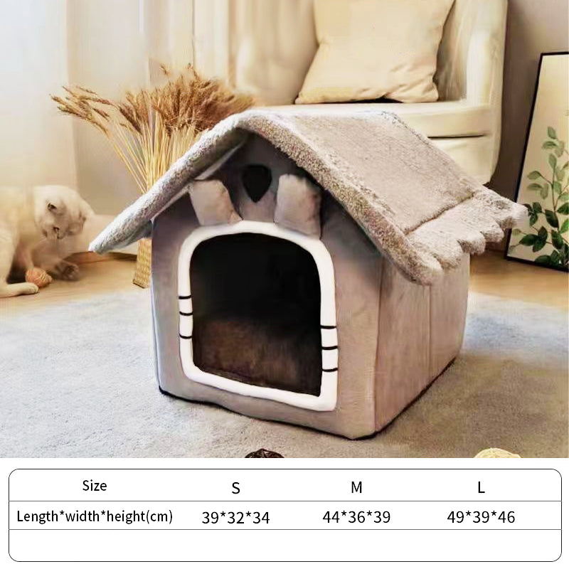 CozyNest™ Luxury Pet House Bed – Warm Plush Hideaway for Dogs & Cats