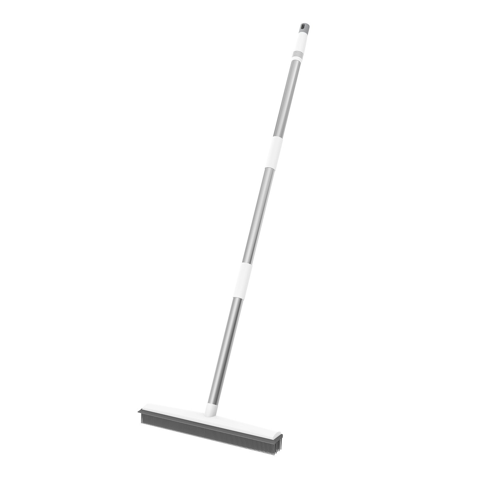 Rubber Cleaning Broom W/ Squeegee Long Handle Carpet Rake for Pet Hair Removal