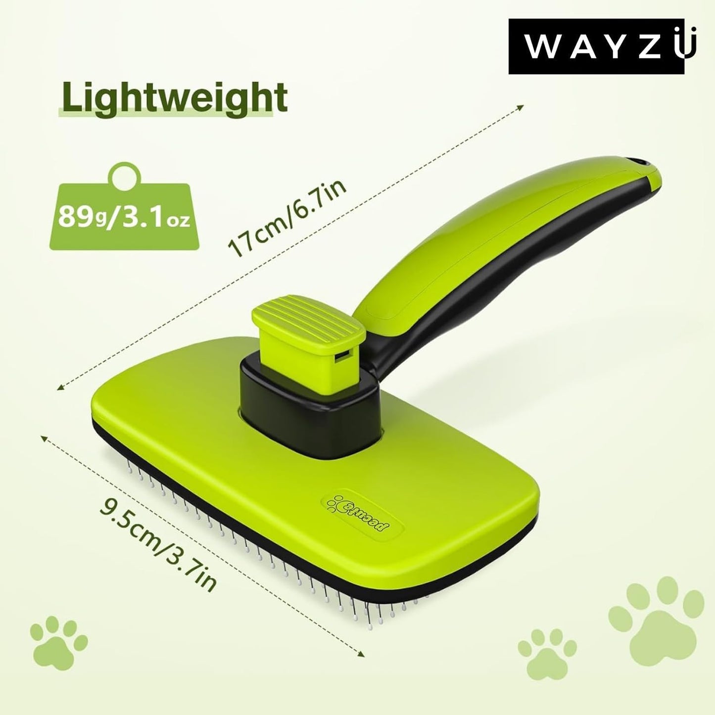 Self Cleaning Slicker Brush for Cat and Dog,Anti Slip Handle,Pet Hair Remover Brush for Shedding & Grooming,Smooth Handle, One Click Cleaning Button,Cat/Dog Message Bristles