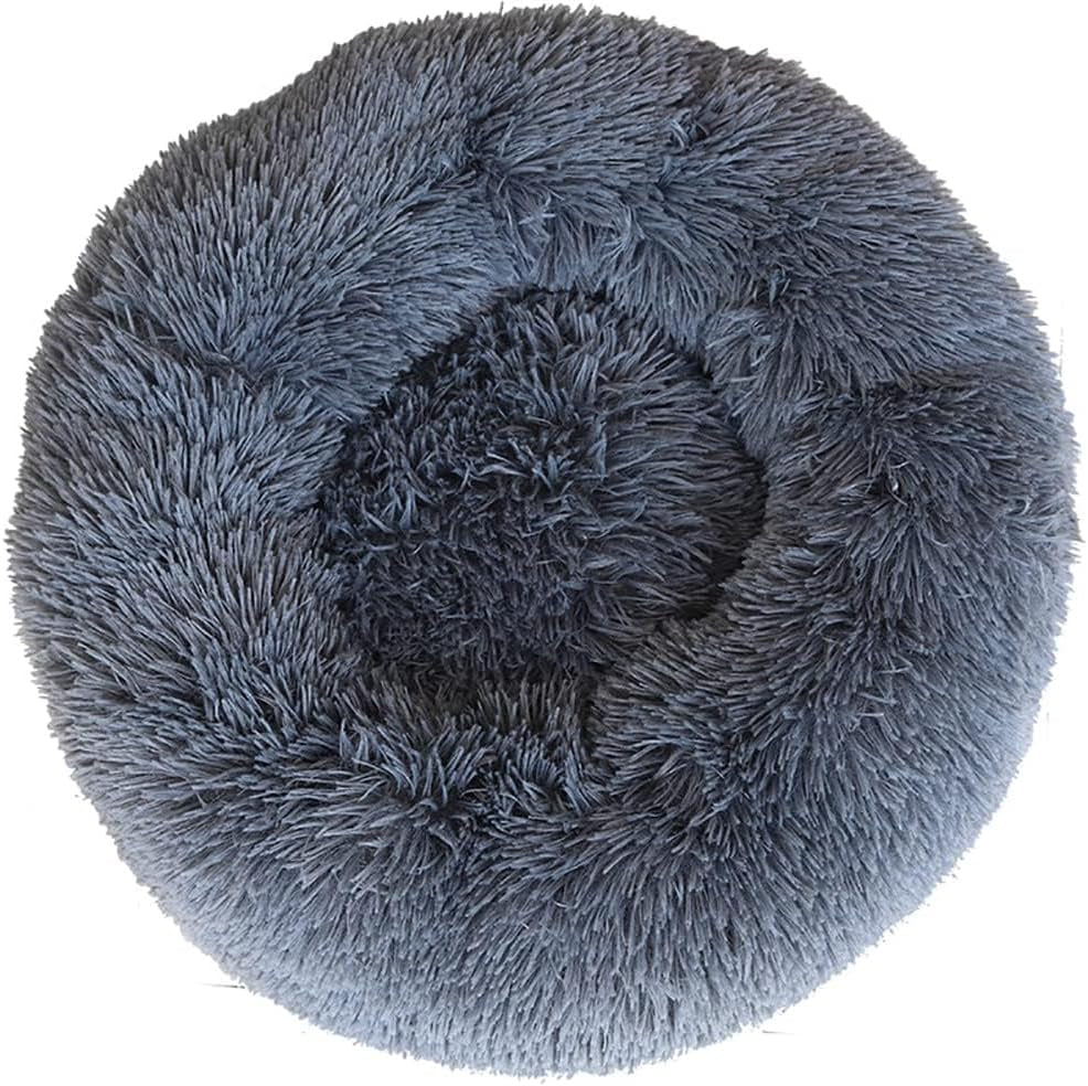 Plush Donut Dog Bed Cat Bed Fluffy Calming Pet Bed Dog round Bed Cat round Bed Warm Kitten Nest Ideal for Small 3KG Pet
