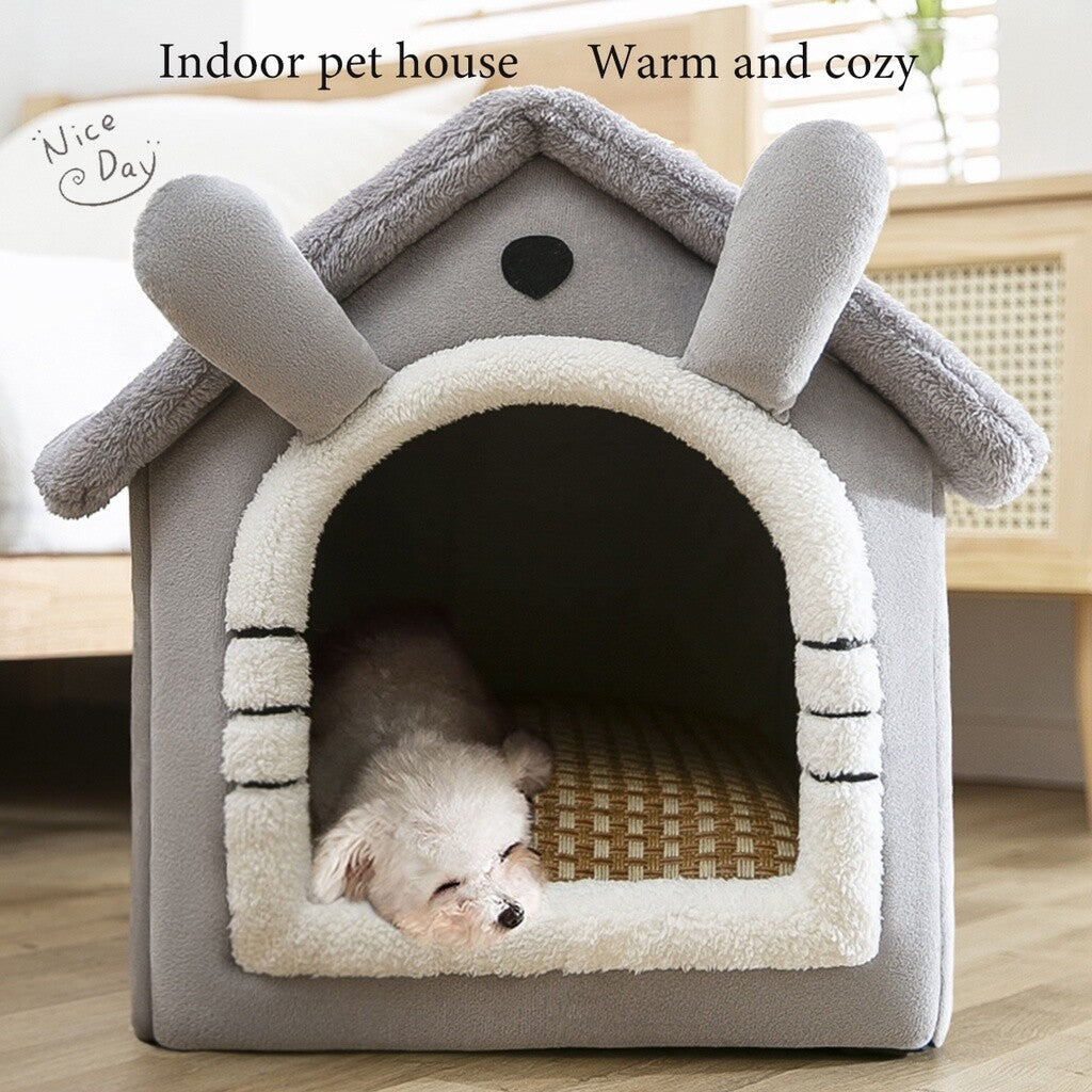CozyNest™ Luxury Pet House Bed – Warm Plush Hideaway for Dogs & Cats
