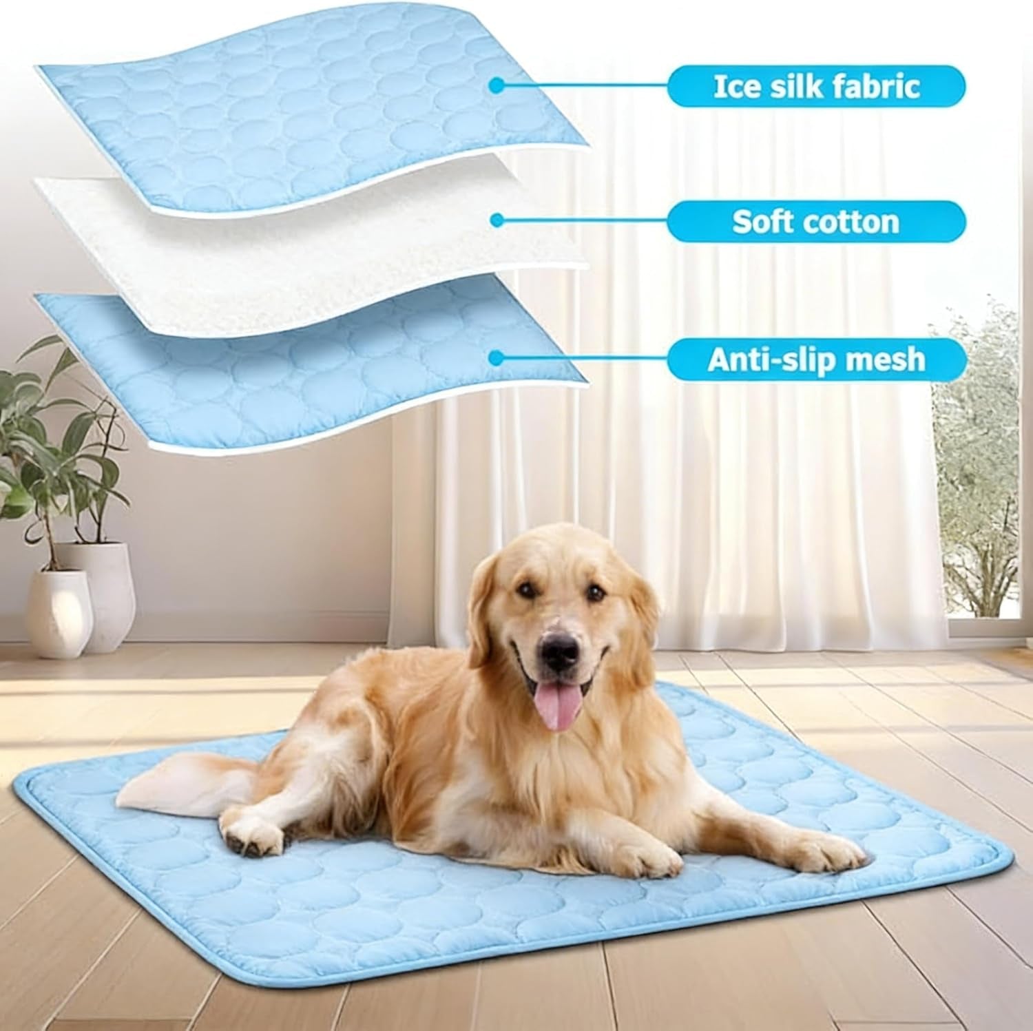 Dog Cooling Mat, Cooling Mat for Dogs, 70X55 Cm Cooling Pad, Large Pet Cooling Mat for Hot Weather, Portable Cool Mat for Home and Travel Use to Dogs and Cats