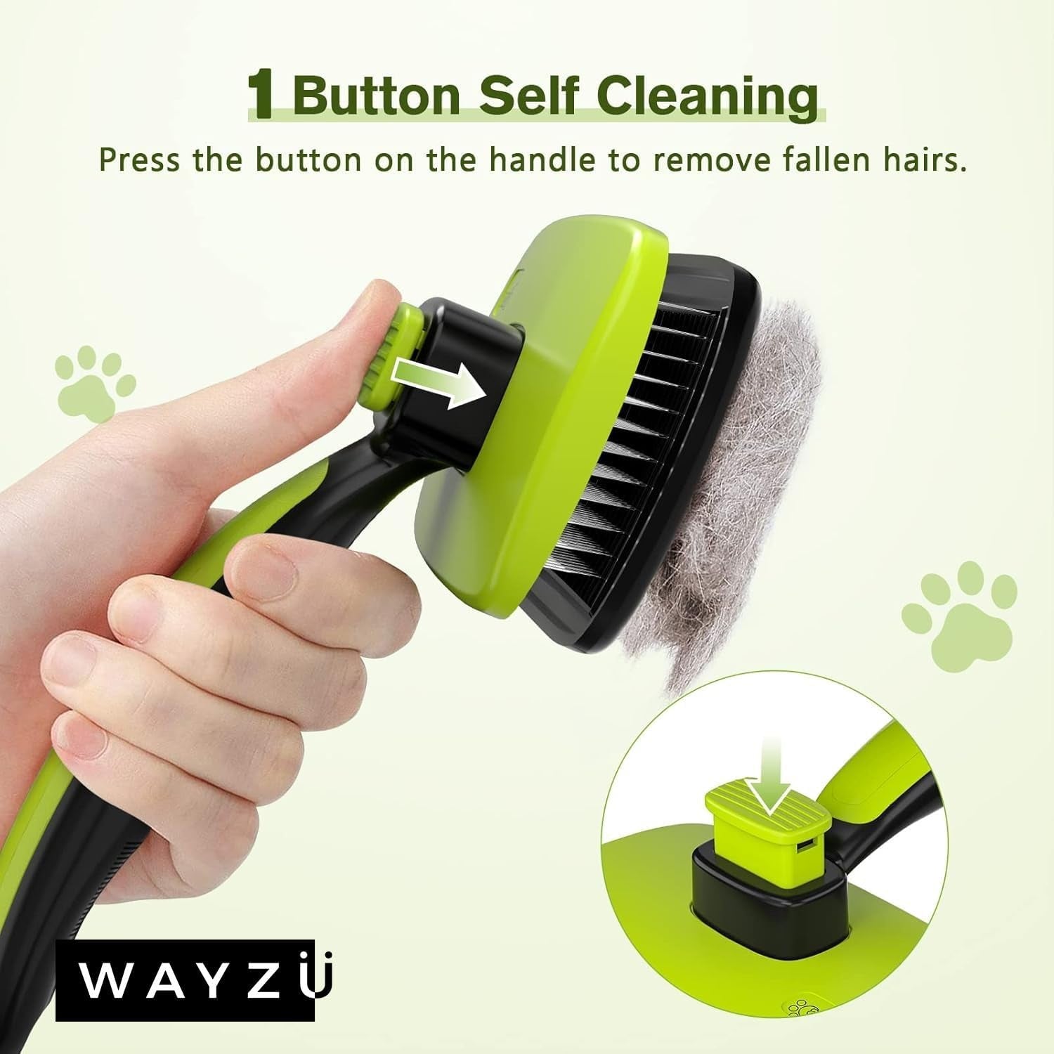 Self Cleaning Slicker Brush for Cat and Dog,Anti Slip Handle,Pet Hair Remover Brush for Shedding & Grooming,Smooth Handle, One Click Cleaning Button,Cat/Dog Message Bristles