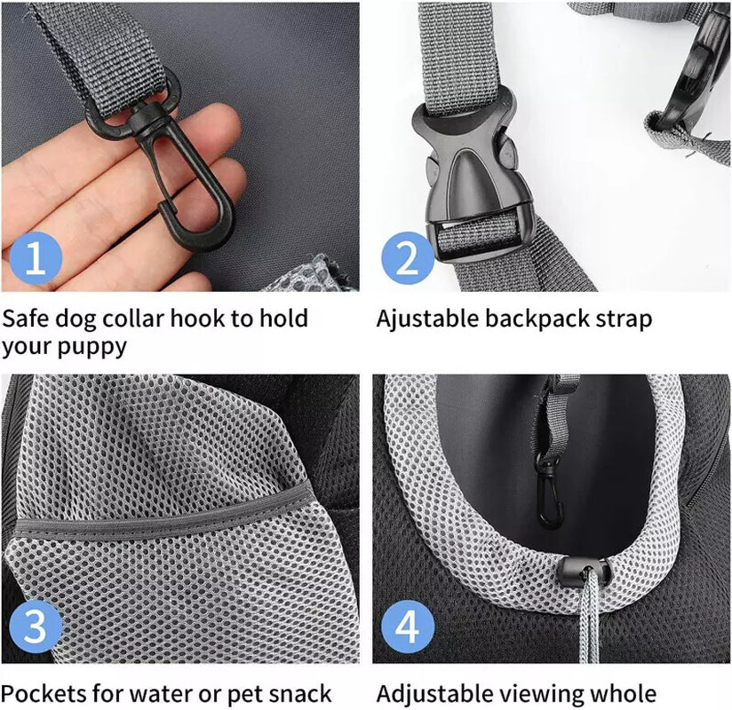 Pet Dog Carrier Puppy Travel Mesh Backpack Front Travel Portable Shoulder Bag Uk
